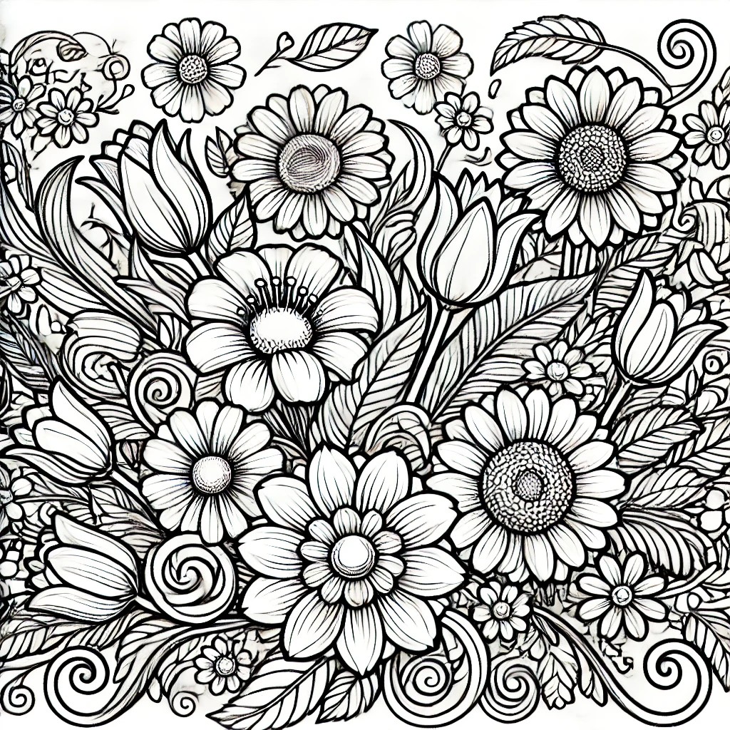kleurplaat bloemen