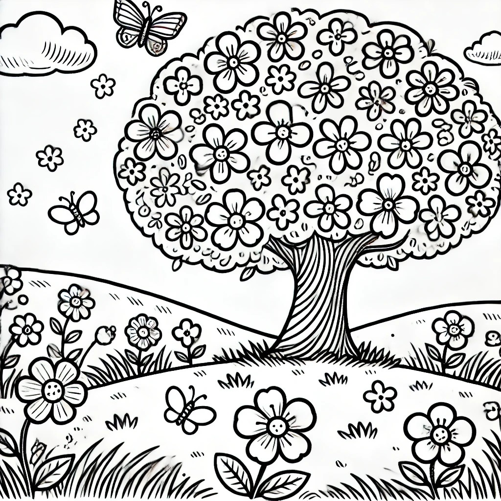 kleurplaat boom