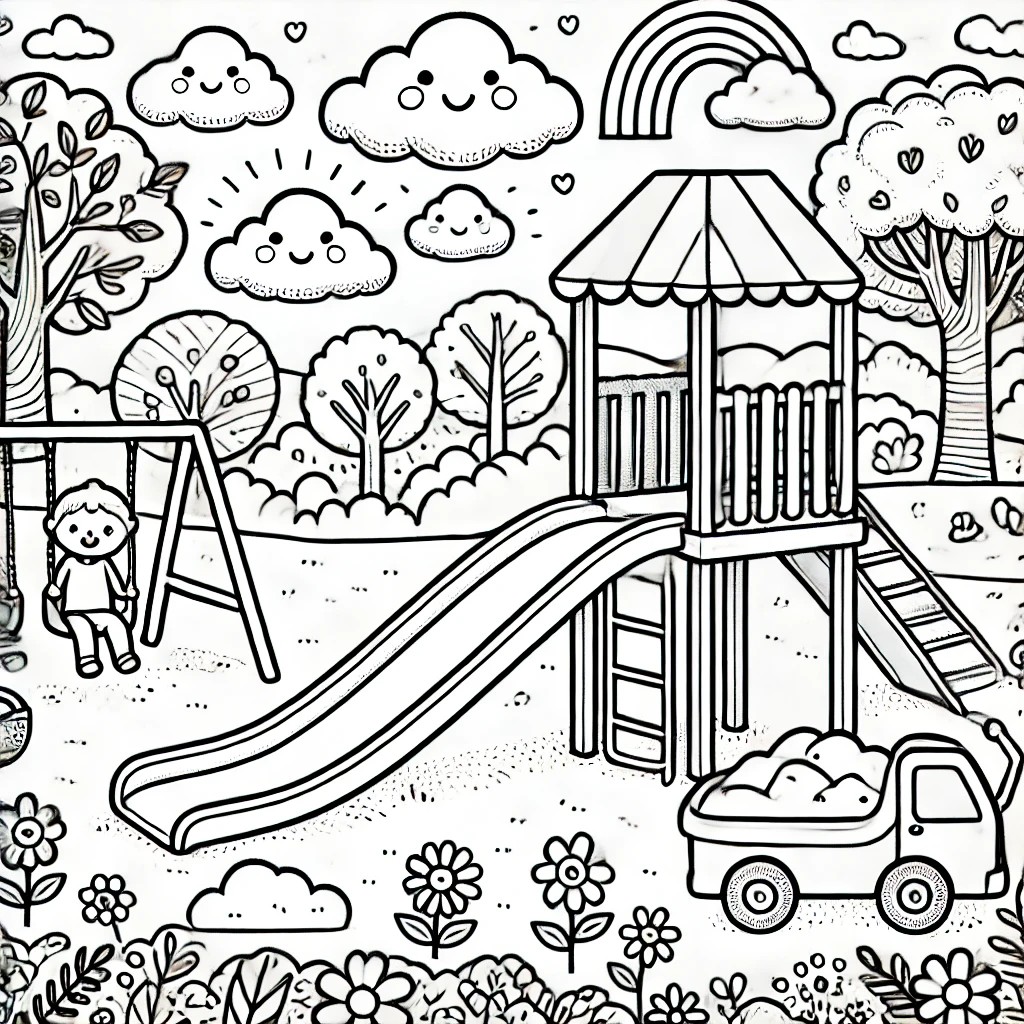 kleurplaat speeltuin